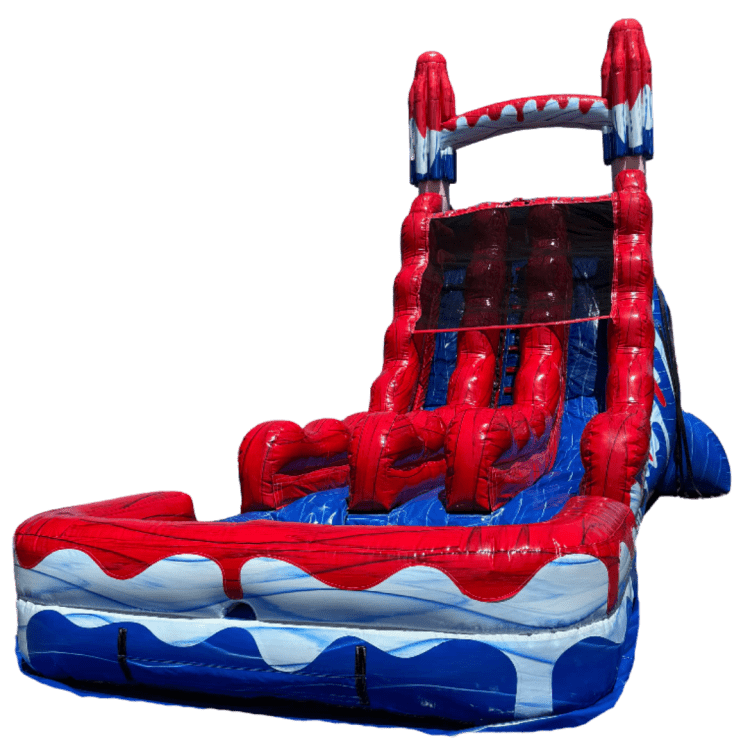 20ft Dual Lane Red, White & Cool Slide w/ Pool