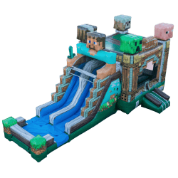 Minecraft204 1749403160 Bounce N' Craft Dual Lane Combo W/ Splash Pad