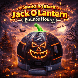 Sparkling Black Jack O Lantern Pumpkin Bounce