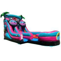 Beach20Vibes20Dual20Lane20Slide 1744724116 18' Dual Lane Beach Vibes w/ Splash Pad