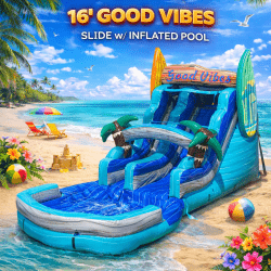 16' Good Vibes Slide w/ Inflated Pool (16 & under)