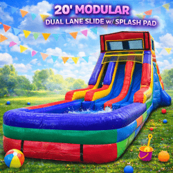 20ft Modular Dual Lane Slide w/ Splash Pad