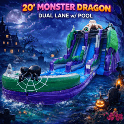 20' Monster Dragon Dual Lane Slide w/ Pool
