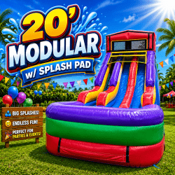 20ft Modular Dual Lane Slide w/ Splash Pad